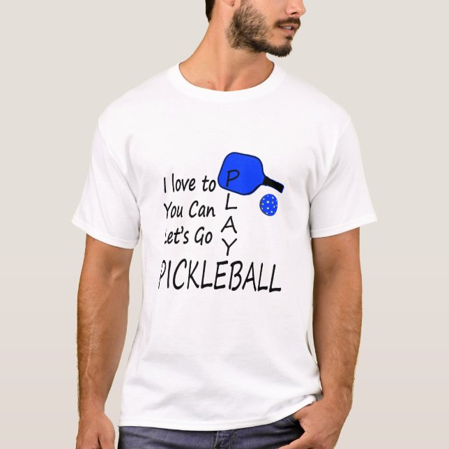 Camiseta amo a usted puedo dejo para ir azul del pickleball (Anverso)