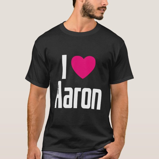 Camiseta Amo Aaron el Corazón Rosa I Corazón Aaron (Anverso)