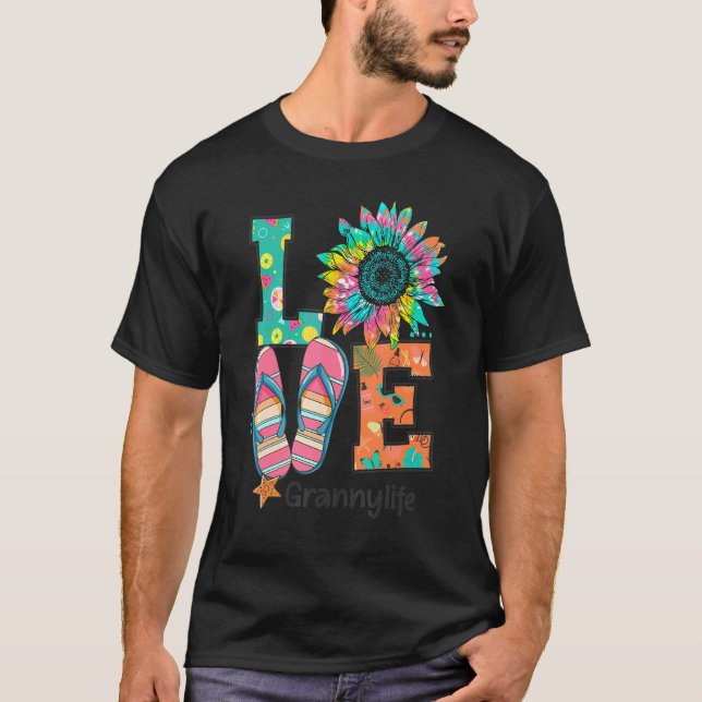 Camiseta Amo Abuela Vida Flip Flops Hippie Sunflower Summe (Anverso)