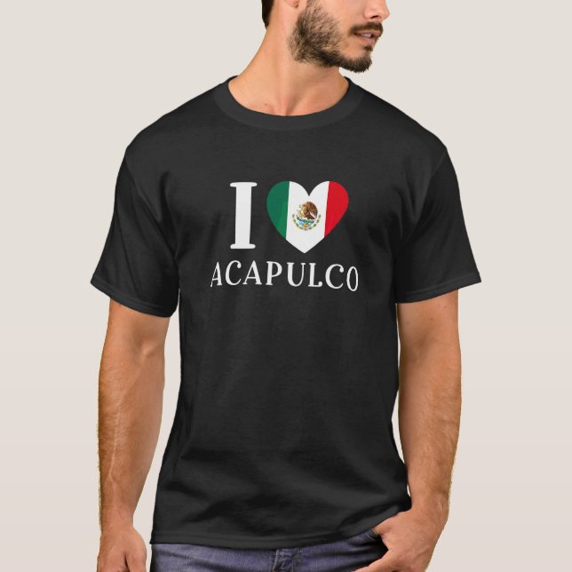 Camiseta Amo Acapulco Corazón Bandera de México   (Anverso)