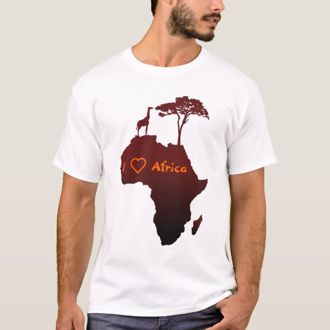 Camiseta Amo África | Mapa africano de Safari (Anverso)