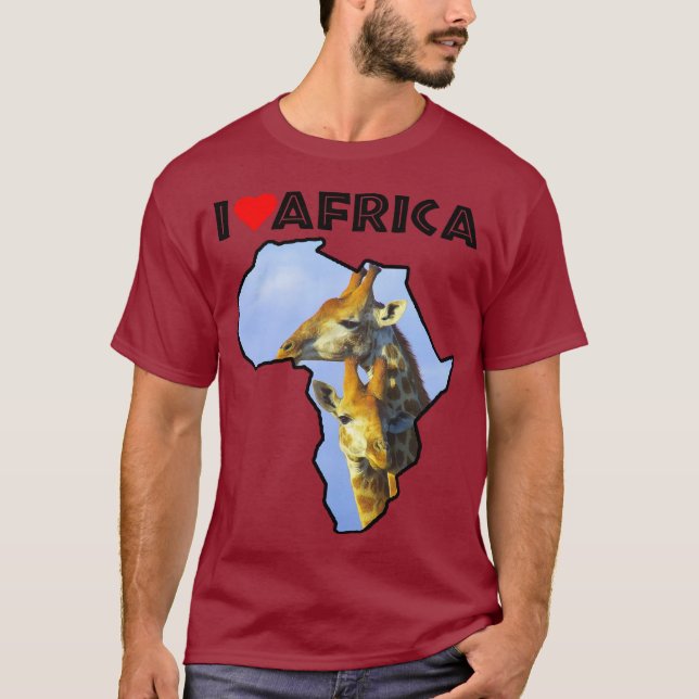 Camiseta Amo África Wildlife Map Giraffe Cuddle T-Shirt (Anverso)