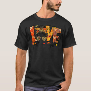 Camiseta Amo agradecido Cae Yall Retro Otoño Messy Bun Tha