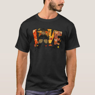 Camiseta Amo agradecido Cae Yall Retro Otoño Messy Bun Tha