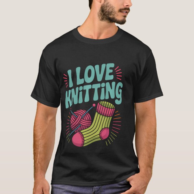 Camiseta Amo Agujas de Tejer Hilo Calcetín (Anverso)