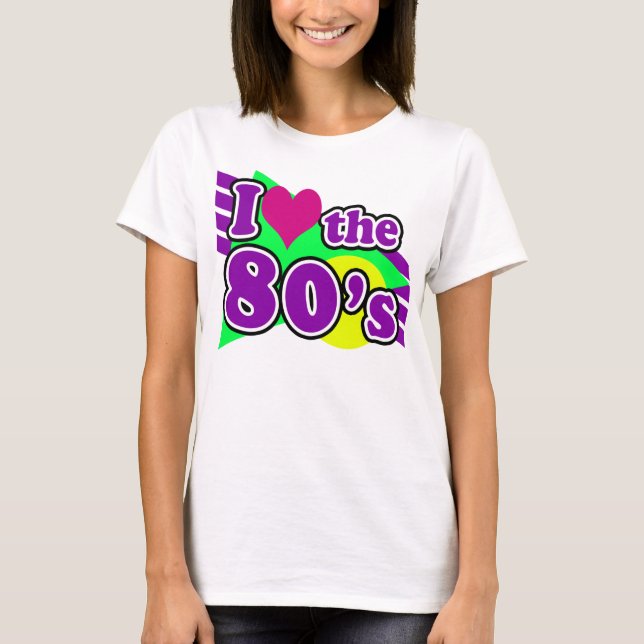 Camiseta Amo al fiesta de neón geométrico de los años (Anverso)