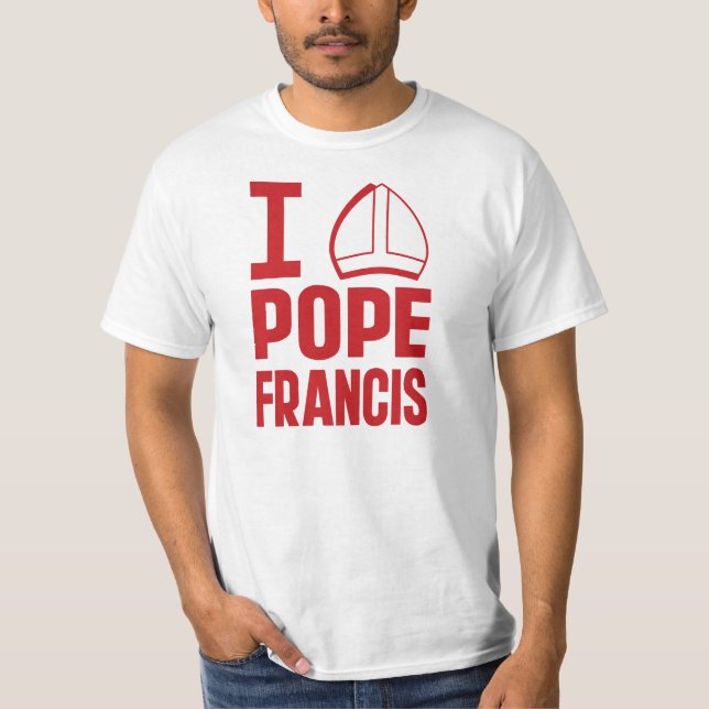 Camiseta Amo al Papa Francisco (Gorra de Pointy) (Anverso)