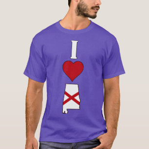 Camiseta Amo Alabama Vertical Corazón Bandera Estatal de Al