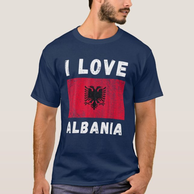 Camiseta Amo Albania Corazón Familia Albanesa Viaje Souv (Anverso)