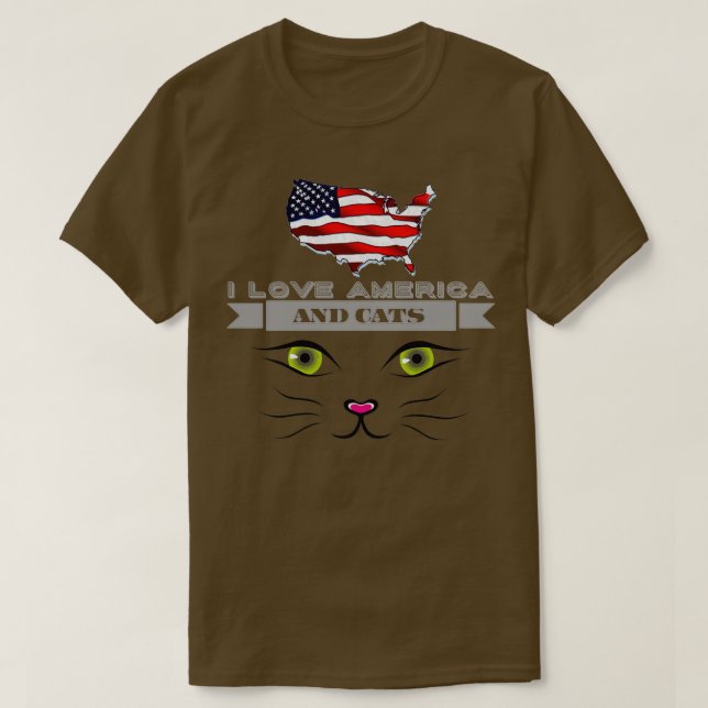 Camiseta Amo América y los gatos el 4 de julio (Diseño del anverso)