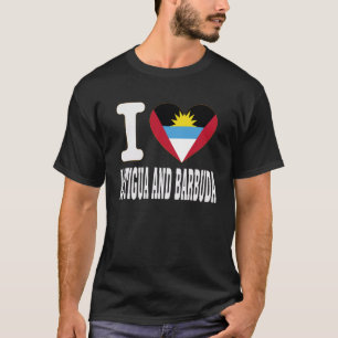 Camiseta Amo Antigua y Barbuda Corazón Recuerdo Amantes T