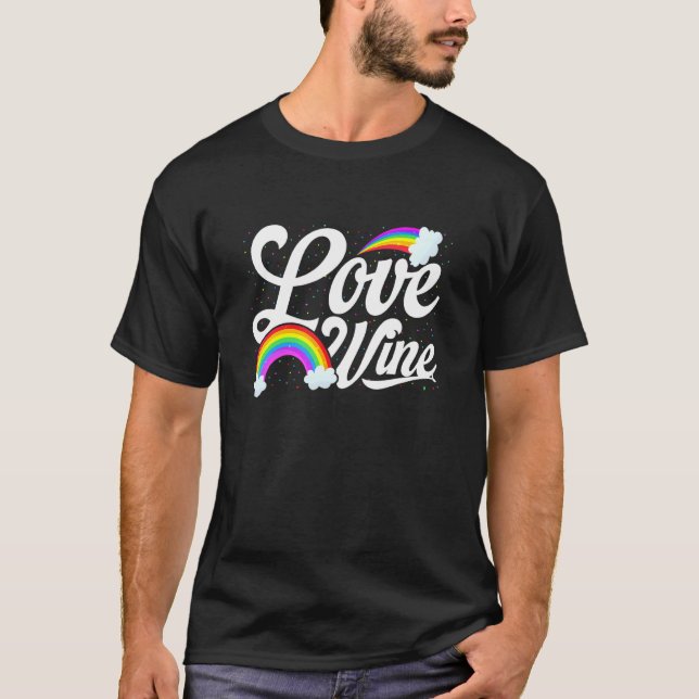Camiseta Amo arcoiris Vino Beber Alcohol ebrio 1 (Anverso)