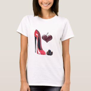 Camiseta Amo arte rojo del zapato y de los chocolates del