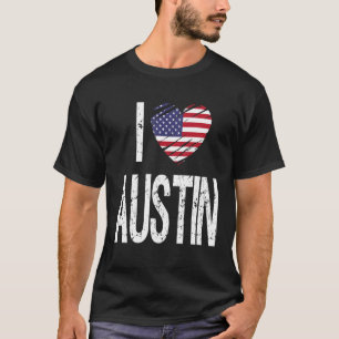 Camiseta Amo Austin Con Bandera Estadounidense