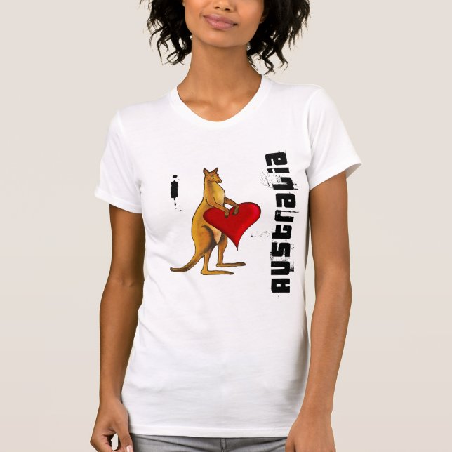 Camiseta Amo Australia - diseño del corazón del canguro (Anverso)