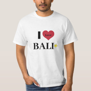 Camiseta "Amo Bali" Frangipani Flor blanca