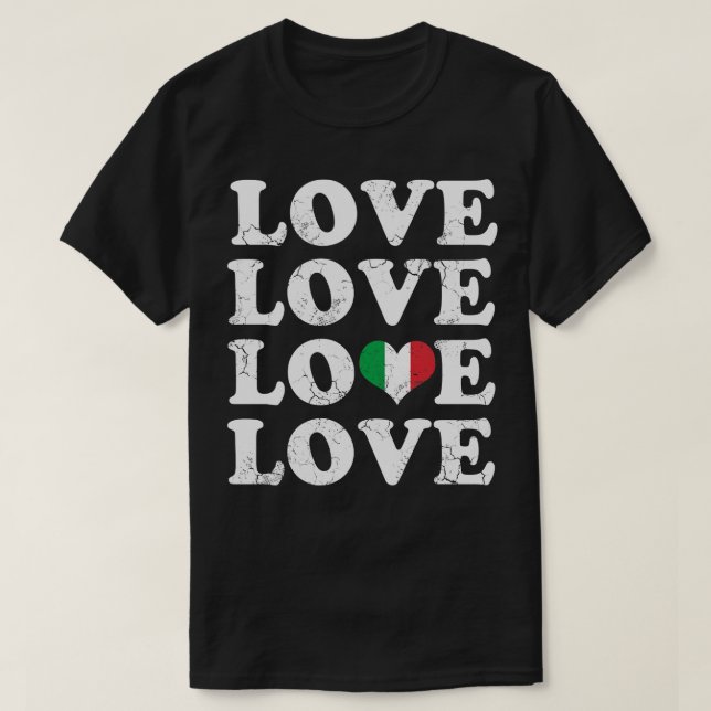 Camiseta Amo Bandera Italiana Corazón Italia (Diseño del anverso)