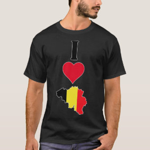 Camiseta Amo Bélgica Vertical I Heart Country Flag Map