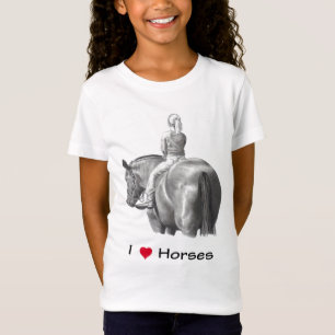 Camiseta Amo caballos (del corazón): Chica en caballo: