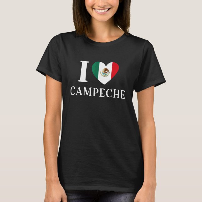 Camiseta Amo Campeche Corazón Bandera de México (Anverso)