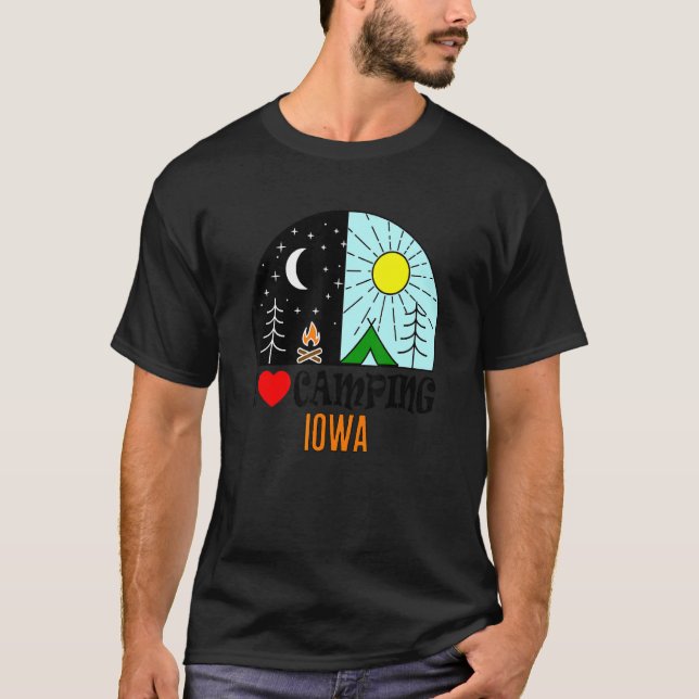 Camiseta Amo Camping Iowa America al aire libre Senderismo  (Anverso)