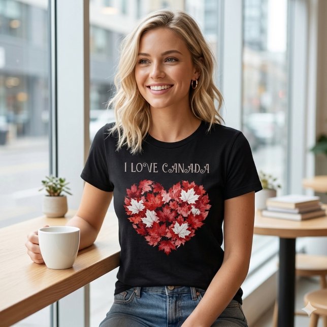 Camiseta Amo Canadá. Corazón. Hoja de arce canadiense.  (Subido por el creador)