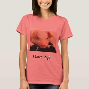 Camiseta ¡Amo cerdos! Hocico adorable de la cara del cerdo