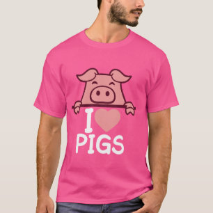 Camiseta Amo Cerdos Lindos Corazón Cerdito Amante De Cerdos