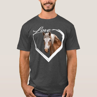 Camiseta Amo chico del regalo de caballos marrón blanco ama