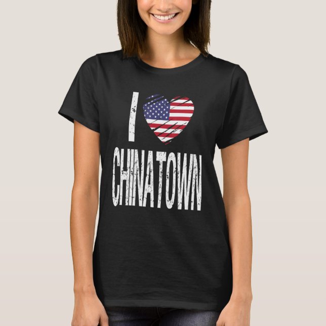 Camiseta Amo Chinatown Con Bandera Estadounidense (Anverso)