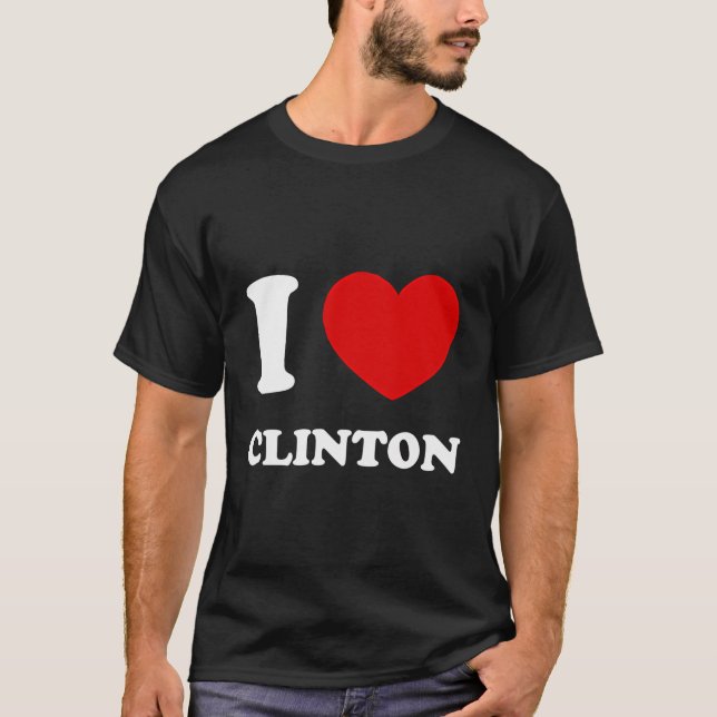 Camiseta Amo Clinton Y Corazón Clinton Funny Nombre Cl (Anverso)