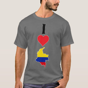 Camiseta Amo Colombia Vertical I Heart Country Flag Map