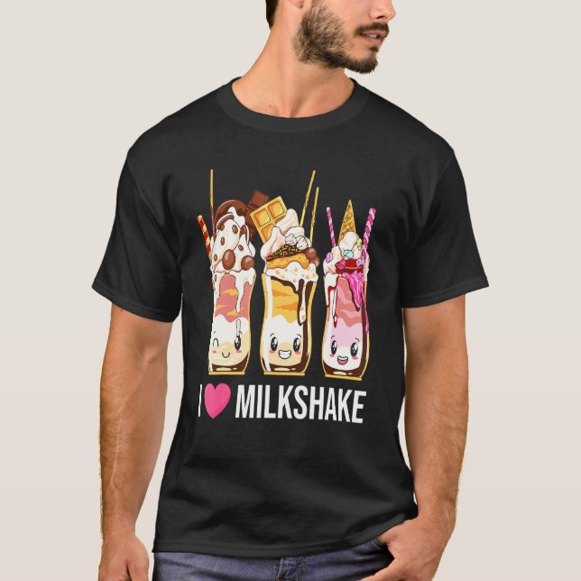 Camiseta Amo Cono De Batido De Leche Chocolate Postre Dulce (Anverso)