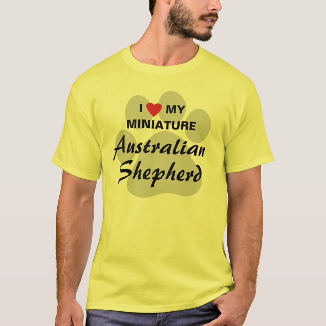 Camiseta Amo (corazón) a mi pastor australiano miniatura (Anverso)