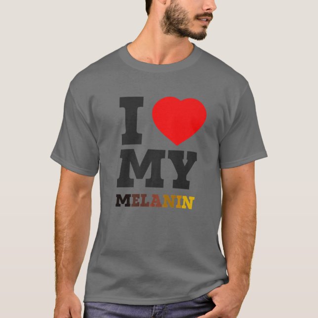Camiseta Amo (corazón) mi melanina Mes de Historia Negra Af (Anverso)