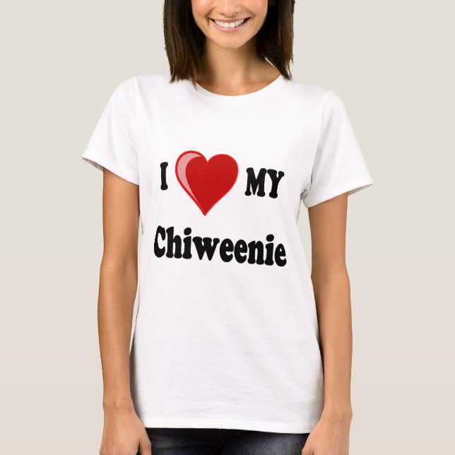 Camiseta Amo (corazón) mi perro de Chiweenie (Anverso)