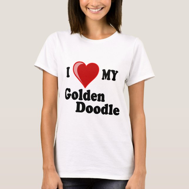 Camiseta Amo (corazón) mi perro de oro del Doodle (Anverso)