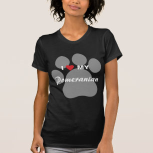 Camiseta Amo (corazón) mi Pomeranian Pawprint