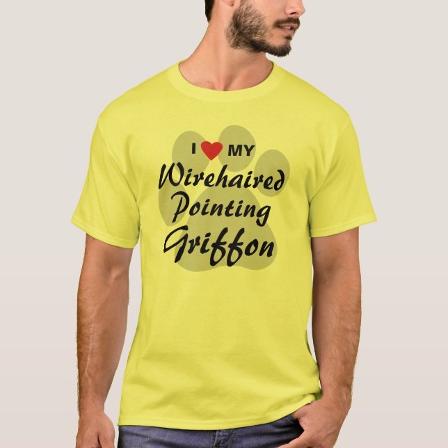 Camiseta Amo (corazón) mi señalar Griffon Wirehaired (Anverso)