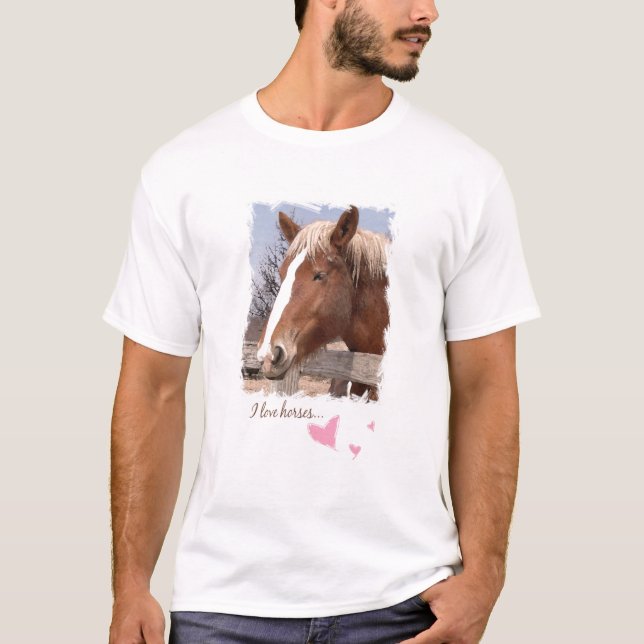 Camiseta Amo corazones rosados de los caballos (Anverso)