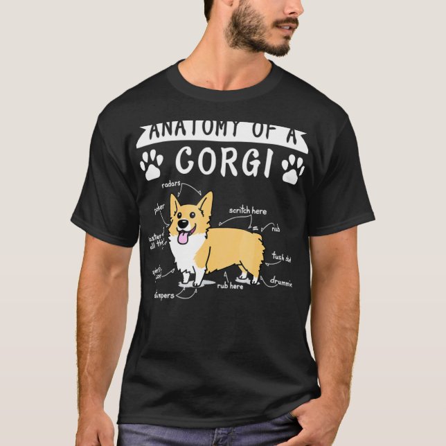 Camiseta Amo Corgi  Anatomía De Un Corgi (Anverso)