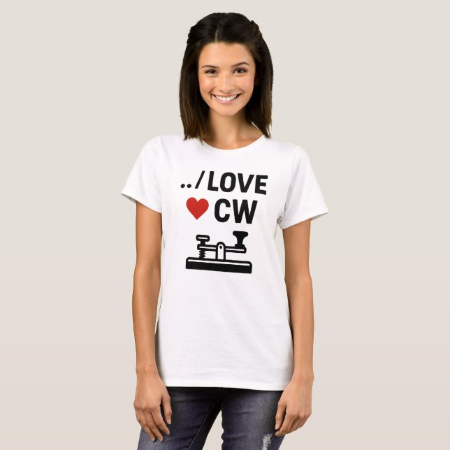 Camiseta Amo CW - Morse Code Ham Radio Vibes (Anverso completo)