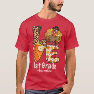 Camiseta Amo de Acción de Gracias 2021 Maestra de primer gr