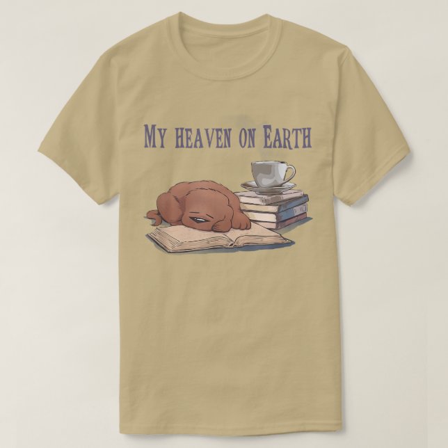 Camiseta Amo de perros, libro, cielo y amantes del café gra (Diseño del anverso)