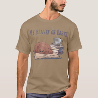 Camiseta Amo de perros, libro, cielo y amantes del café gra
