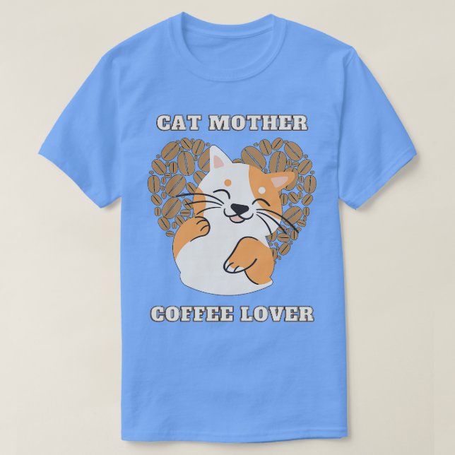 Camiseta Amo del café de la madre del gato 210 (Diseño del anverso)