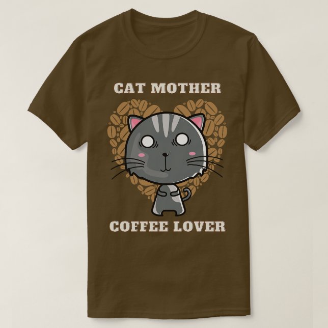 Camiseta Amo del café de la madre del gato 250 (Diseño del anverso)