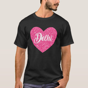 Camiseta Amo Delhi India Pink Heart Travel For Women Gi