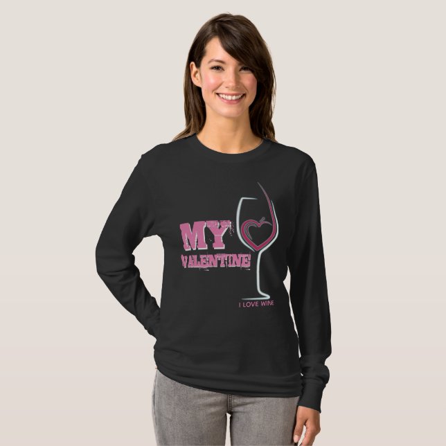 Camiseta Amo día de San Valentín del vino (Anverso completo)