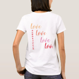 Camiseta Amo Diseño de Atrás de Nombre Personalizado